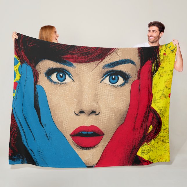 Couverture Polaire Femme surprise dans l'art pop (En situation)