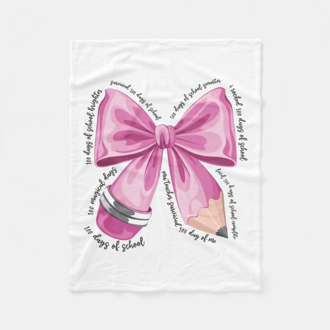 Couverture Polaire Femmes 100 Jours D'École Coquette Bow Maternelle (Devant)