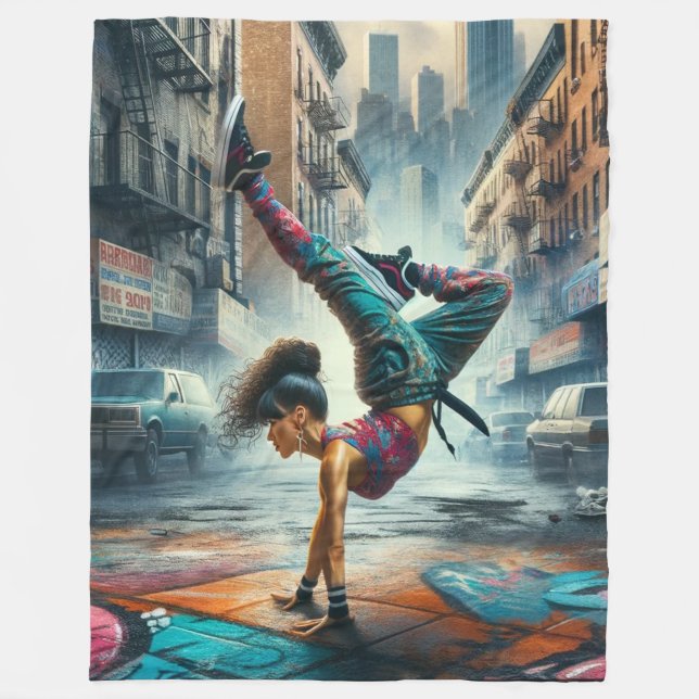Couverture Polaire Femmes en action de Breakdancer Silhouette de New  (Devant)