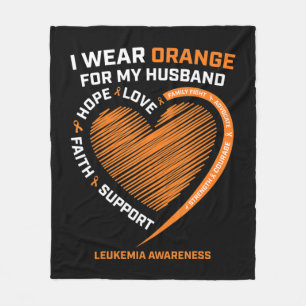 Couverture Polaire Femmes Femme Je Porte Orange Pour Mon Mari Leucémi