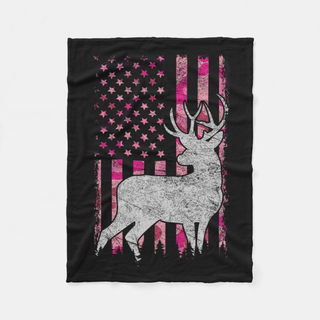 Couverture Polaire Femmes Filles Patriotique Pink Camo Usa Drapeau Ch (Devant)