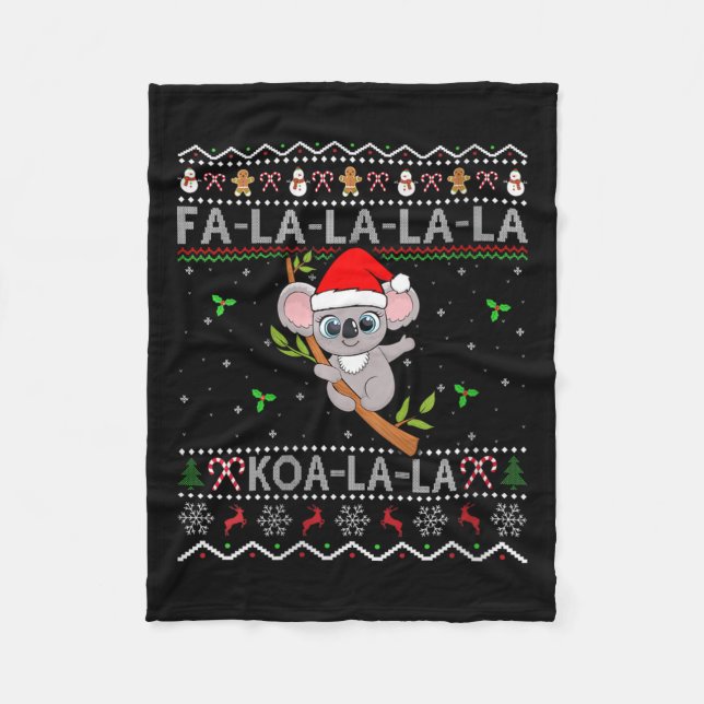 Couverture Polaire Femmes Koala Noël Noël Fête Santa Hat Koala Ugly C (Devant)