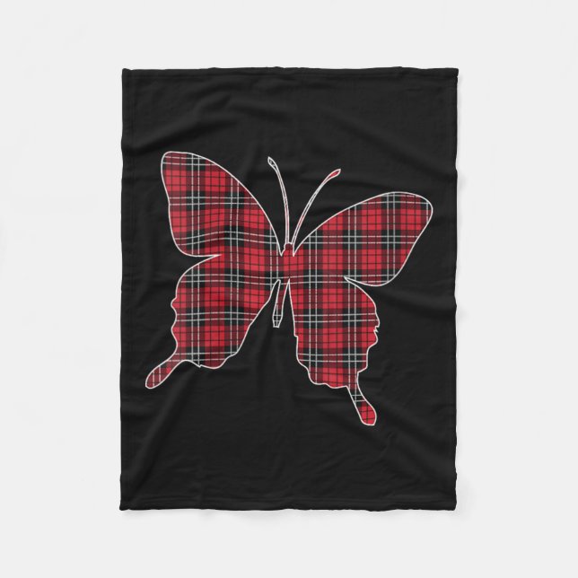 Couverture Polaire FEMMES Rouge Buffalo Plaid Papillon Correspondant  (Devant)