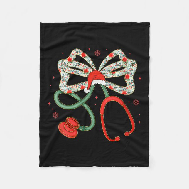 Couverture Polaire Femmes Stethoscope Noël Infirmière de la santé Tra (Devant)