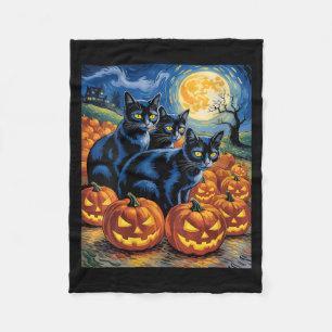 Couverture Polaire Femmes Van Gogh Style Chats Noirs Halloween Citrou
