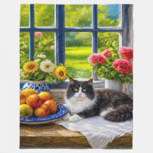 Fenêtre ensoleillée, chat 