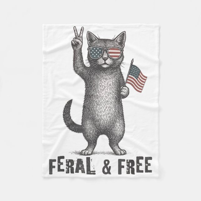 Couverture Polaire Feral &amp ; Free Cat Funny 4 juillet (Devant)