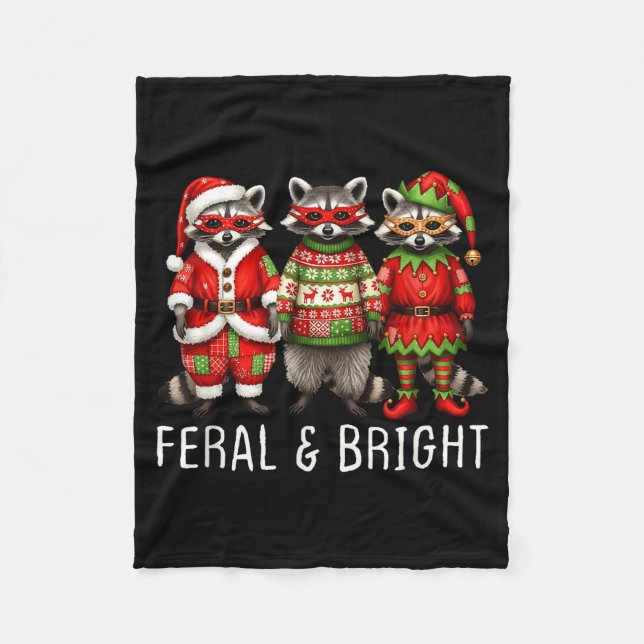 Couverture Polaire Feral And Bright Raccoon Santa Christmas Holiday T (Devant)