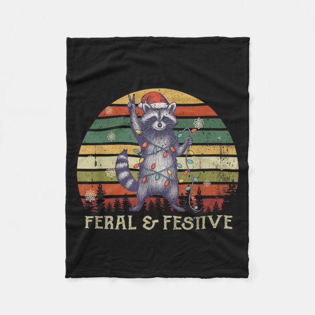 Couverture Polaire Feral And Festive Raccoon Santa Christmas Holiday  (Devant)