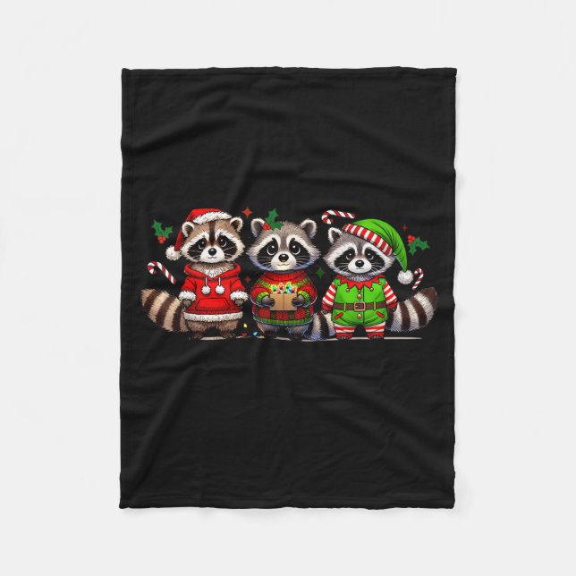 Couverture Polaire Feral But Festive Funny Christmas Cute Raccoon Elf (Devant)