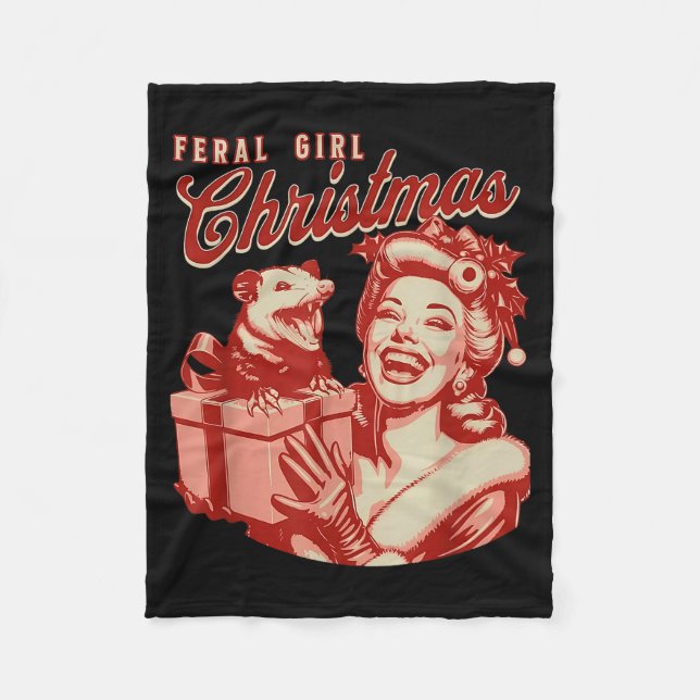 Couverture Polaire Feral Girl Christmas Funny Ossum Ssum Merry Xmas W (Devant)