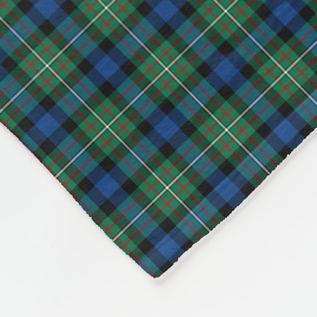 Couverture Polaire Ferguson Clan bleu, vert et rouge Tartan (Coin)