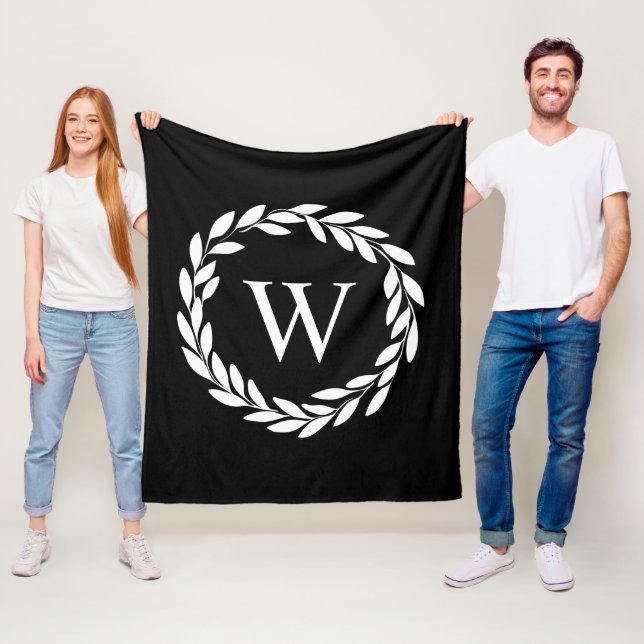 Couverture Polaire Ferme moderne Floral Chic Monogramme (En situation)