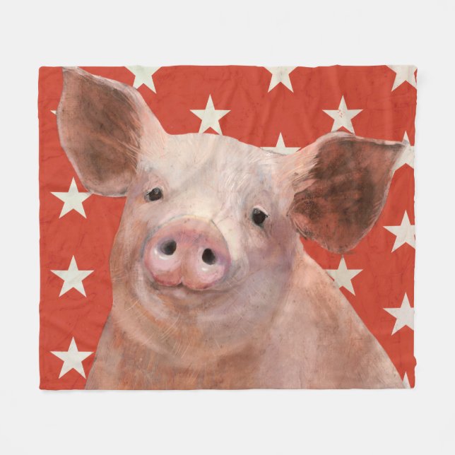 Couverture Polaire Ferme patriotique - Cochon (Devant (Horizontal))