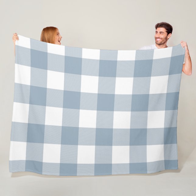 Couverture Polaire Ferme Rustic Blue Buffalo Plaid Carré (En situation)