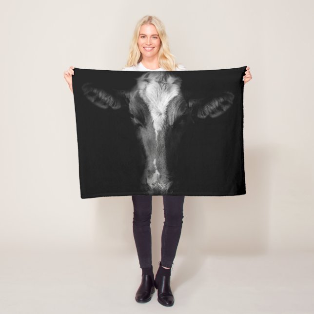 Couverture Polaire Fermes | Tête de vache B&W (En situation)