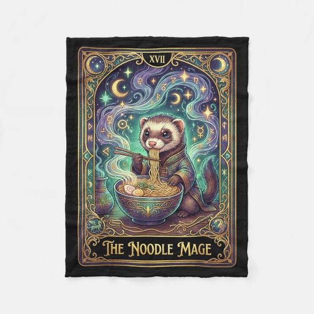 Couverture Polaire Ferret Eating Ramen Tarot Card Japanese Kawaii Pet (Devant)