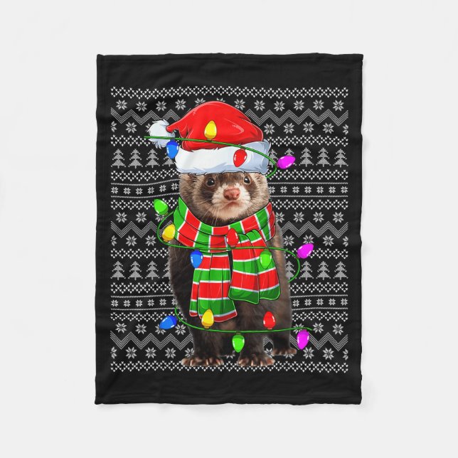 Couverture Polaire Ferret Ugly Xmas Lighting Santa Ferret Christmas  (Devant)