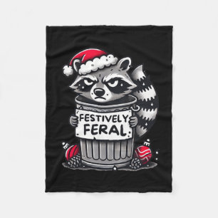 Couverture Polaire Festif Feral Raccoon Noël Funny Holiday An