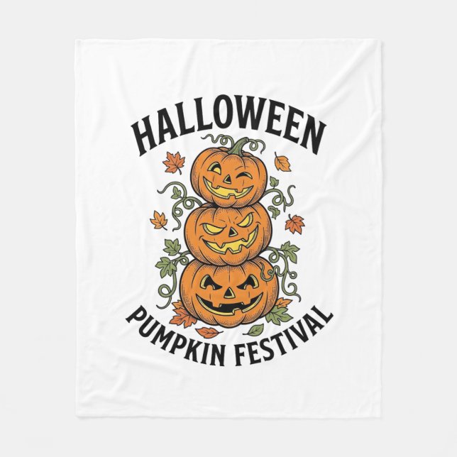 Couverture Polaire Festival de citrouilles d'Halloween Jack O Lantern (Devant)