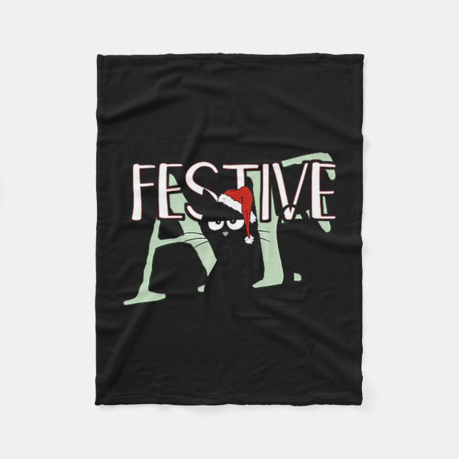 Couverture Polaire Festive Af Ironic Sarcastic Merry Christmas Cat Pr (Devant)