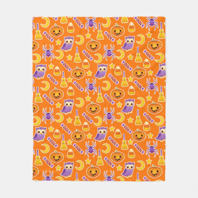 Couverture Polaire Festive Halloween Orange Motif Design (Devant)
