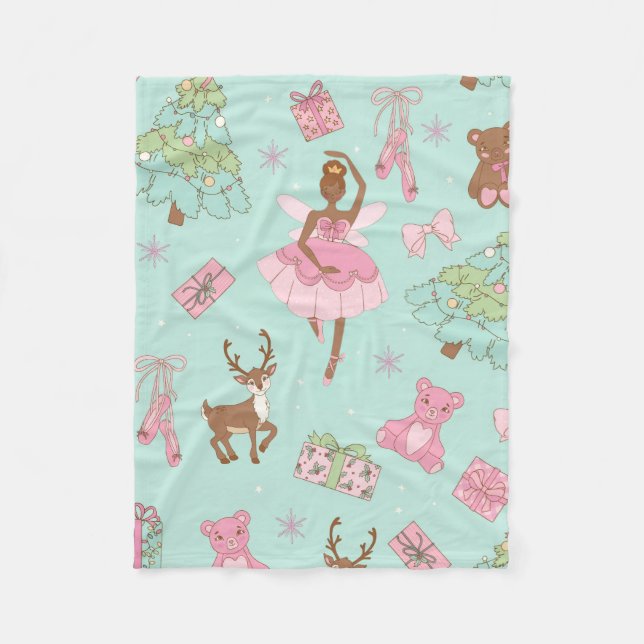 Couverture Polaire Festive Holiday Pastel Black Ballerina Teddy Bears (Devant)