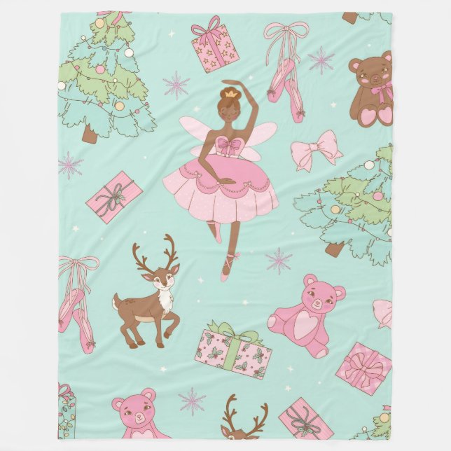 Couverture Polaire Festive Holiday Pastel Black Ballerina Teddy Bears (Devant)