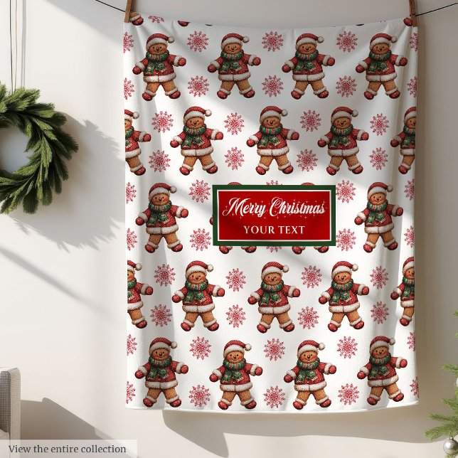 Couverture Polaire Festive Red Green Blanket cadeau avec votre nom 🎁 (Festive Red Green Blanket Gift with Your Name 🎁)
