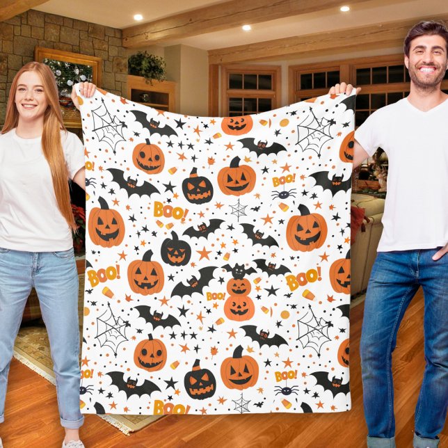 Couverture Polaire Fête À Thème D'Halloween Cute Et Cosy (Cute And Cozy Halloween Themed Festive Fleece Blanket)