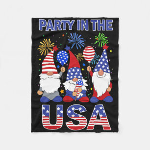 Couverture Polaire Fête aux États-Unis Gnome Patriotique Drapeau 4 ju