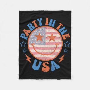Couverture Polaire Fête Aux Usa Visage Heureux Sourire Drapeau Améric