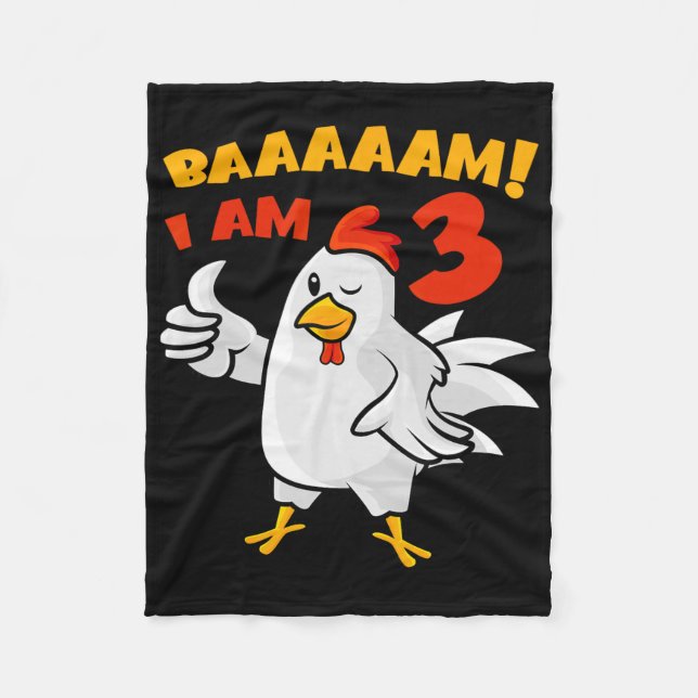 Couverture Polaire Fête d'anniversaire 3 ans de poulet Ferme Poulet d (Devant)