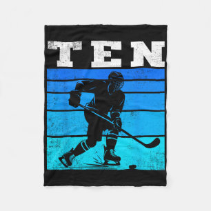Couverture Polaire Fête d'anniversaire de 10 ans garçons hockey sur g