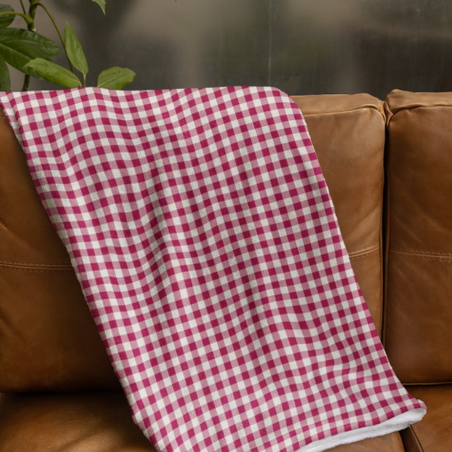 Couverture Polaire Fête de Cranberry Rouge Gingham Carreaux Rustique  (Créateur téléchargé)