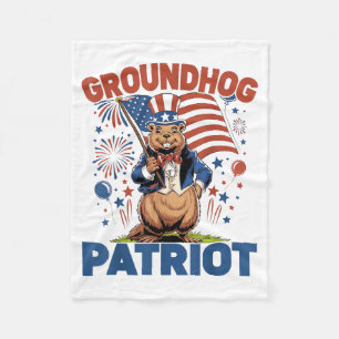 Couverture Polaire Fête de la marmotte drapeau américain patriotique
