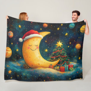 Couverture Polaire Fête de Noël drôle Lune Galaxy