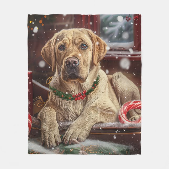 Couverture Polaire Fête de Noël du chien du Labrador (Devant)