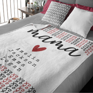 Couverture Polaire Fête des mères Mama Kids Noms XOXO