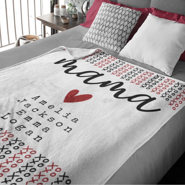 Couverture Polaire Fête des mères Mama Kids Noms XOXO (Créateur téléchargé)