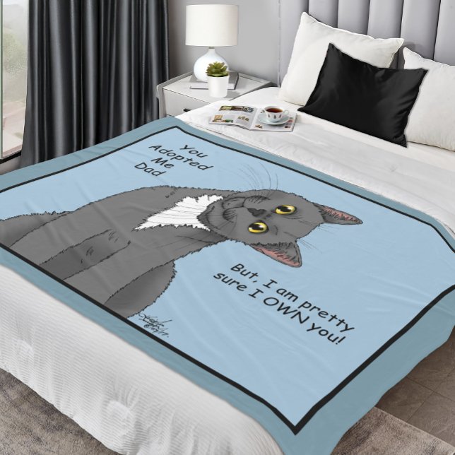 Couverture Polaire Fête des pères d'adoption du père de chat (Créateur téléchargé)