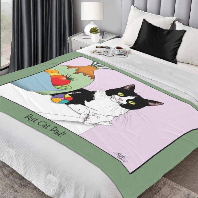 Couverture Polaire Fête des pères Tuxedo Chat (Créateur téléchargé)