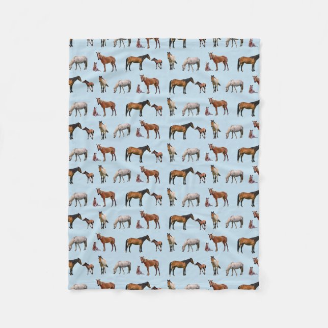 Couverture polaire Fête des poneys (Bleu clair) (Devant)