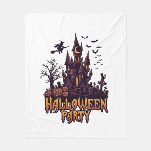 Couverture Polaire Fête d'Halloween Château Hanté Citrouilles Chauves