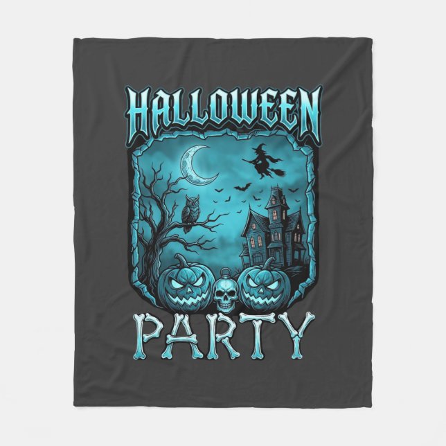 Couverture Polaire Fête d'Halloween Maison Hantée Citrouilles Crâne S (Devant)