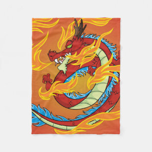 Couverture Polaire Feu de dragon rouge et flammes