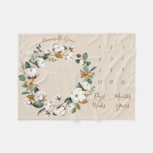 Couverture Polaire Feu d'Eucalyptus en coton Mensuel Jalon du bébé