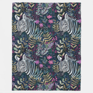 Couverture Polaire Feuillage à motif zèbre chic