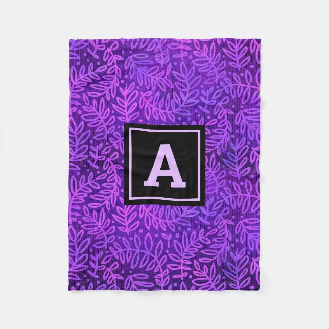 Couverture Polaire Feuillage violet feuille motif moderne audace mono (Devant)