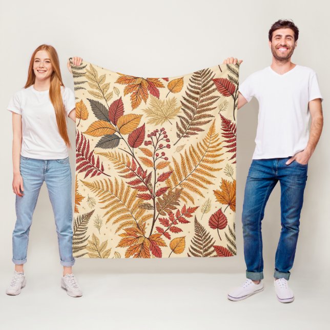 Couverture Polaire Feuillages et baies d'automne - Tons chauds (En situation)